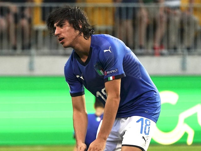 Sandro Tonali in action for Italy in July 2018