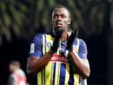 Usain Bolt in action for Central Coast Mariners on August 31, 2018