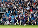 Levante players celebrate scoring against Real Madrid on October 20, 2018