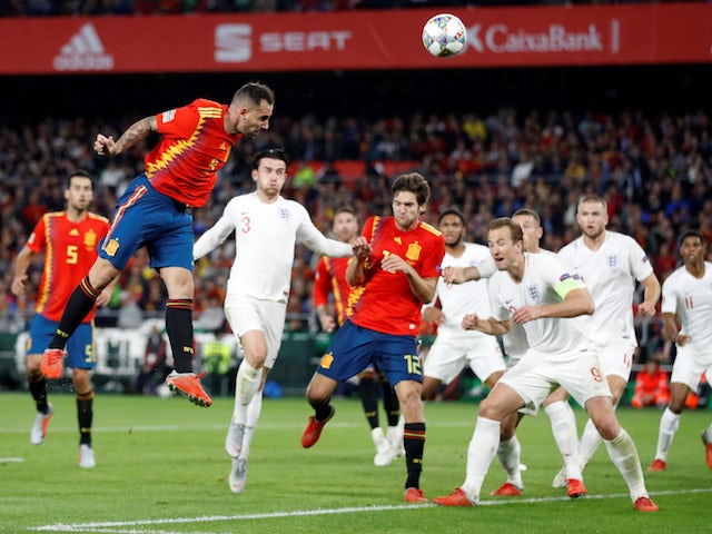 Paco Alcacer pulls one back during the Nations League game between Spain and England on October 15, 2018
