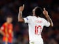 Raheem Sterling celebrates scoring during the Nations League game between Spain and England on October 15, 2018