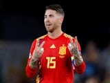 Sergio Ramos reacts during the Nations League game between Spain and England on October 15, 2018