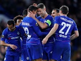 Ruben Loftus-Cheek is joined in celebration by his Chelsea teammates after netting in the 3-1 win over BATE Borisov on October 25, 2018