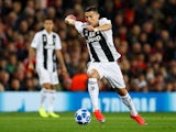 Cristiano Ronaldo in action during the Champions League group game between Manchester United and Juventus on October 23, 2018