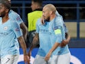David Silva celebrates his opener during the Champions League group game between Shakhtar Donetsk and Manchester City on October 23, 2018