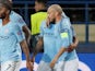 David Silva celebrates his opener during the Champions League group game between Shakhtar Donetsk and Manchester City on October 23, 2018