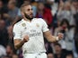 Karim Benzema celebrates scoring during the Champions League group game between Real Madrid and Viktoria Plzen on October 23, 2018
