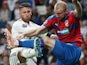 Sergio Ramos and Michael Krmencik in action during the Champions League group game between Real Madrid and Viktoria Plzen on October 23, 2018