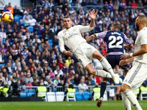 Gareth Bale directs a header on target during Real Madrid's La Liga clash with Real Valladolid on November 3, 2018