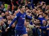 Chelsea striker Alvaro Morata celebrates scoring the opening during his side's Premier League clash with Crystal Palace on November 4, 2018