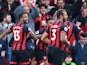 Bournemouth striker Callum Wilson celebrates with teammates during his side's Premier League clash with Manchester United on November 3, 2018