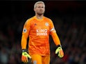 Kasper Schmeichel in action for Leicester City on October 22, 2018