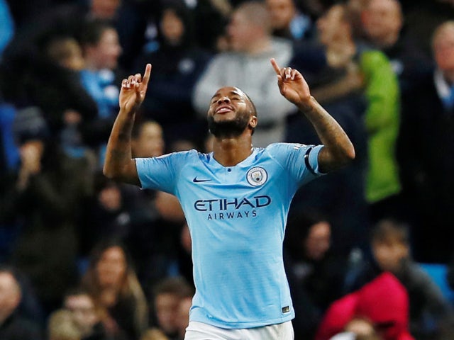 Manchester City attacker Raheem Sterling celebrates his second goal against Southampton on November 4, 2018