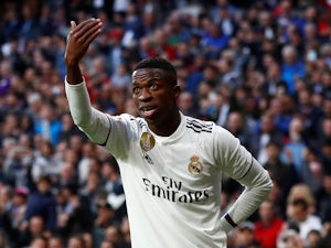 Vinicius Junior celebrates the own goal during the La Liga game between Real Madrid and Real Valladolid on November 3, 2018