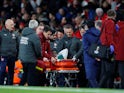Danny Welbeck is stretchered off the field during Arsenal's Europa League tie with Sporting Lisbon on November 8, 2018