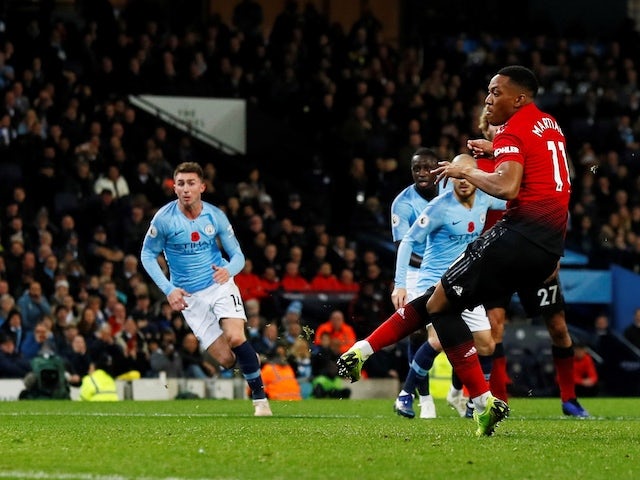 Manchester United forward Anthony Martial scored a penalty during the derby against Manchester City on November 11, 2018