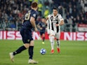 Cristiano Ronaldo in action during the Champions League group game between Juventus and Manchester United on November 7, 2018