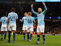 David Silva celebrates scoring the opener during the Champions League group game between Manchester City and Shakhtar Donetsk on November 7, 2018