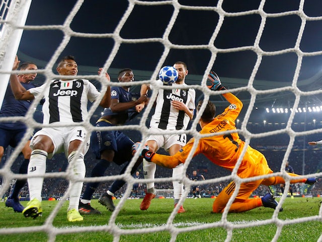 Leonardo Bonucci scores an own goal during Juventus' Champions League defeat at home to Manchester United on November 7, 2018