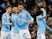 David Silva celebrates with his Manchester City teammates after giving his side the lead in the Manchester derby on November 11, 2018