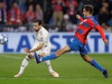 Nacho and Ales Cermak in action during the Champions League group game between Viktoria Plzen and Real Madrid on November 7, 2018