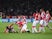 Red Star Belgrade players celebrate Milan Pavkov's goal against Liverpool on November 6, 2018