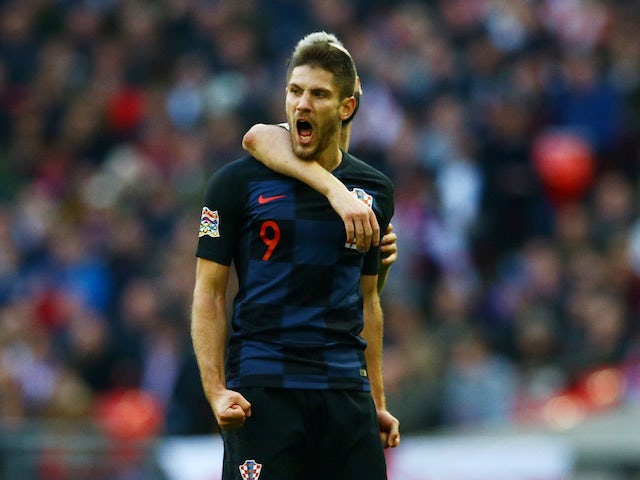 Andrej Kramaric celebrates scoring  during the Nations League group game between England and Croatia on November 18, 2018