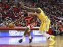 Golden State Warriors' Draymond Green and Houston Rockets' James Harden on November 15, 2018