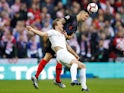 Harry Kane and Dejan Lovren in action during the Nations League group game between England and Croatia on November 18, 2018