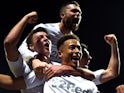 Middlesbrough's Marcus Tavernier celebrates scoring their second goal with teammates on November 24, 2018