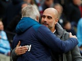 Pep Guardiola and Manuel Pellegrini greet each other ahead of West Ham 'sPremier League game with Manchester City.