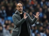 Manchester City manager Pep Guardiola watches on during the Manchester derby in November 2018