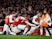 Alexandre Lacazette celebrates Arsenal's crucial third goal with his teammates in the 4-2 win over Tottenham Hotspur on December 2, 2018