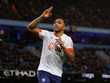 Callum Wilson celebrates his equaliser during the Premier League game between Manchester City and Bournemouth on December 1, 2018