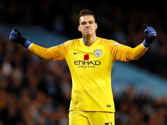 Ederson in action for Manchester City on November 11, 2018