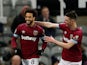 Felipe Anderson celebrates scoring the third with Declan Rice during the Premier League game between Newcastle United and West Ham United on December 1, 2018