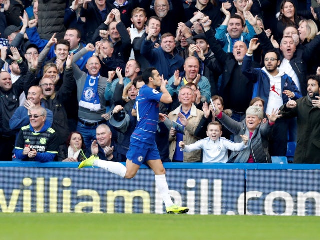 Pedro scores for Chelsea against Fulham in the Premier League on December 2, 2018