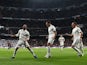 Real Madrid's Dani Carvajal celebrates with teammates against Valencia on December 1, 2018