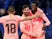 Barcelona's Jordi Alba, Ousmane Dembele and Lionel Messi celebrate a goal against Espanyol on December 8, 2018.