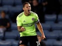 Sheffield United striker Billy Sharp celebrates scoring in October 2018