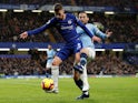 Jorginho and David Silva in action during the Premier League game between Chelsea and Manchester City on December 8, 2018