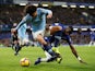 Leroy Sane and Antonio Rudiger in action during the Premier League game between Chelsea and Manchester City on December 8, 2018