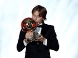 Luka Modric celebrates winning the Ballon d'Or on December 3, 2018