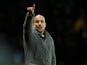 Pep Guardiola gives orders during the Premier League game between Manchester City and Watford on December 4, 2018