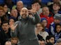 Pep Guardiola gesticulates during the Premier League game between Chelsea and Manchester City on December 8, 2018