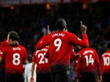 Manchester United's Romelu Lukaku celebrates after scoring against Fulham on December 8, 2018