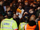 Police deal with rabid fans during the Potteries derby on Deccember 4, 2018