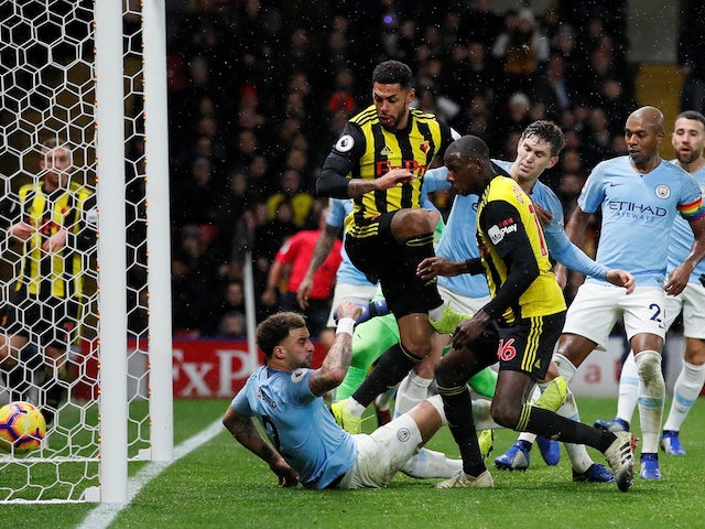 Watford score their goal against Manchester City on December 4, 2018