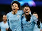 Leroy Sane is joined in celebration by Gabriel Jesus after scoring for Manchester City against Hoffenheim in their Champions League clash on December 12, 2018
