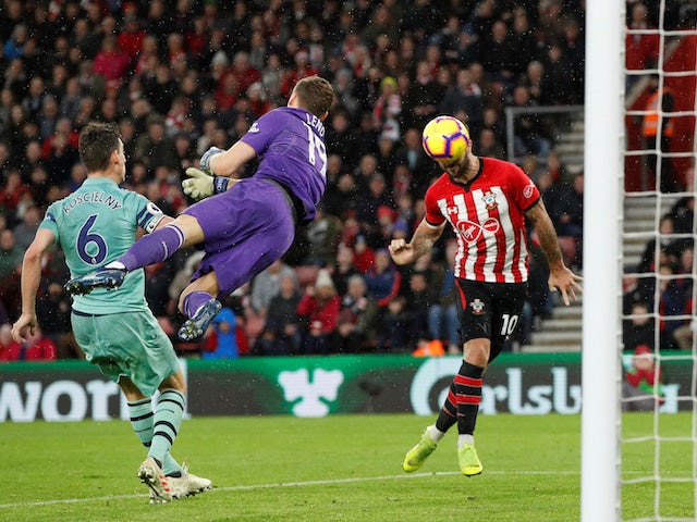 Charlie Austin puts the Saints ahead for a third time during the Premier League game between Southampton and Arsenal on December 16, 2018